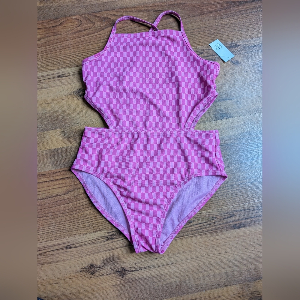 BNWT GAP Pink Checkered Kids One Piece Swimwear